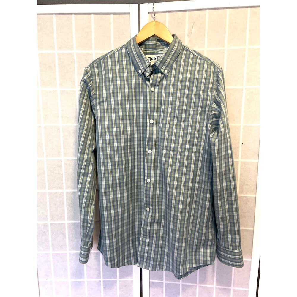 Duluth Trading Wrinklefighter Slim Fit Button Down Shirt M Plaid Preppy Utility